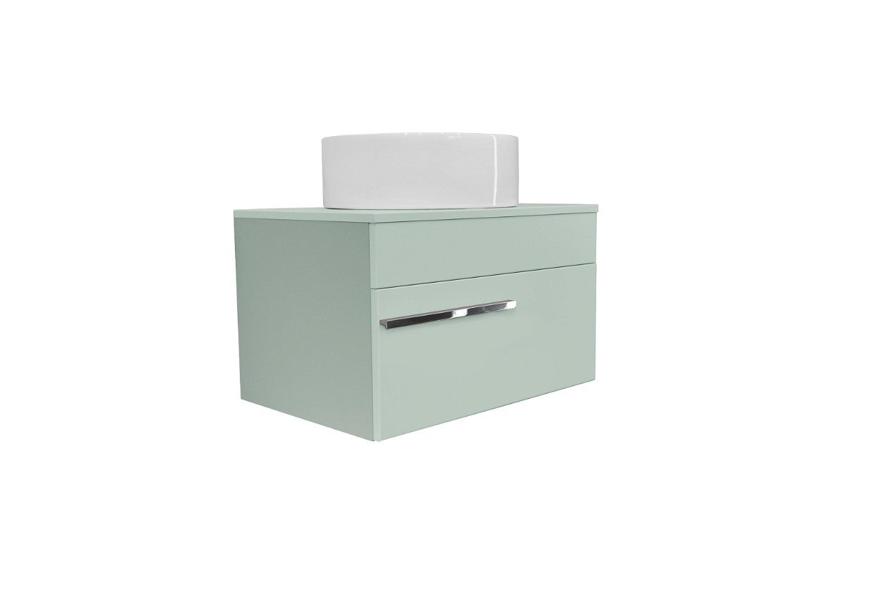 Тумба подвесная Runo Вудлайн 65 с раковиной Palla D41 круг, оливковый