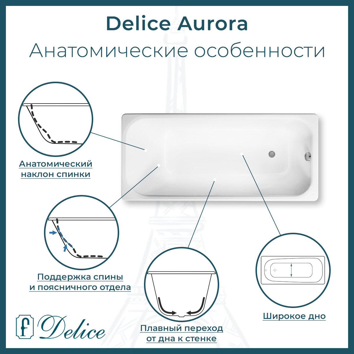 Ванна чугунная Delice Aurora 150х70 DLR230603