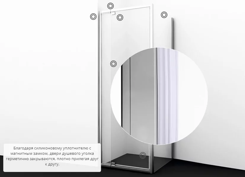 Душевой уголок WasserKraft Berkel 48P29 80х100 прямоугольный, без поддона, прозрачное стекло, хром