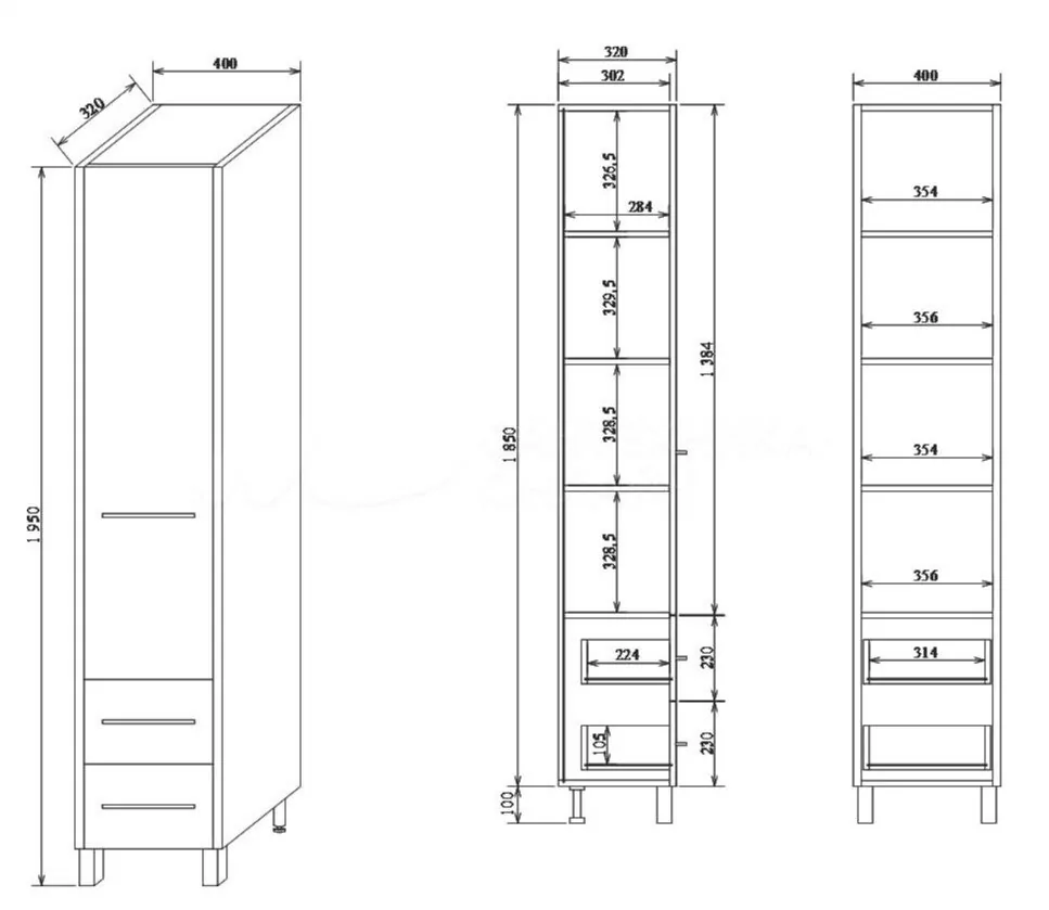Пенал Sanflor Ларго 40 L напольный, вяз швейцарский от магазина Vanna-Vanna.ru!