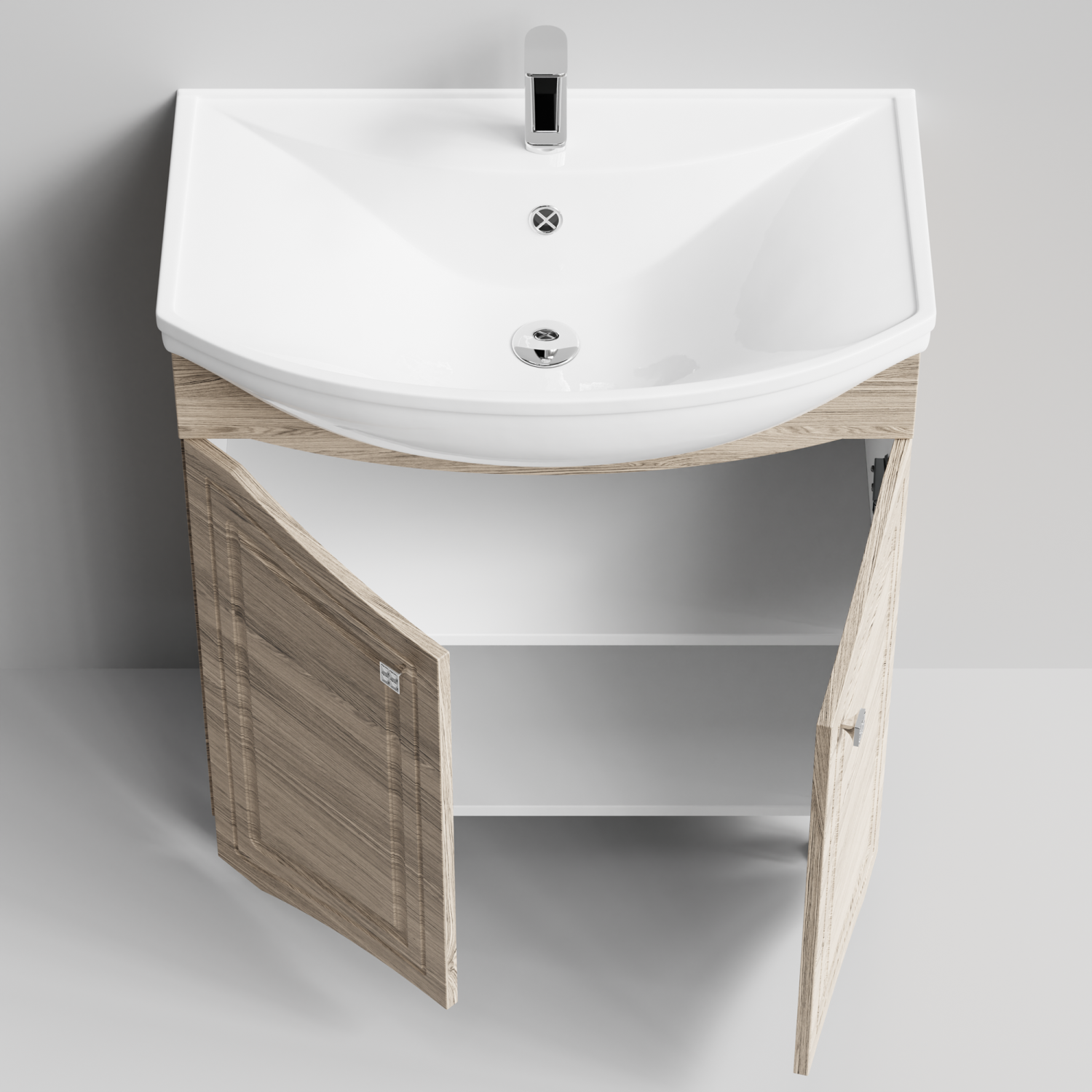 Тумба с раковиной Адам 75 напольная, Дубослив ореховый светлый