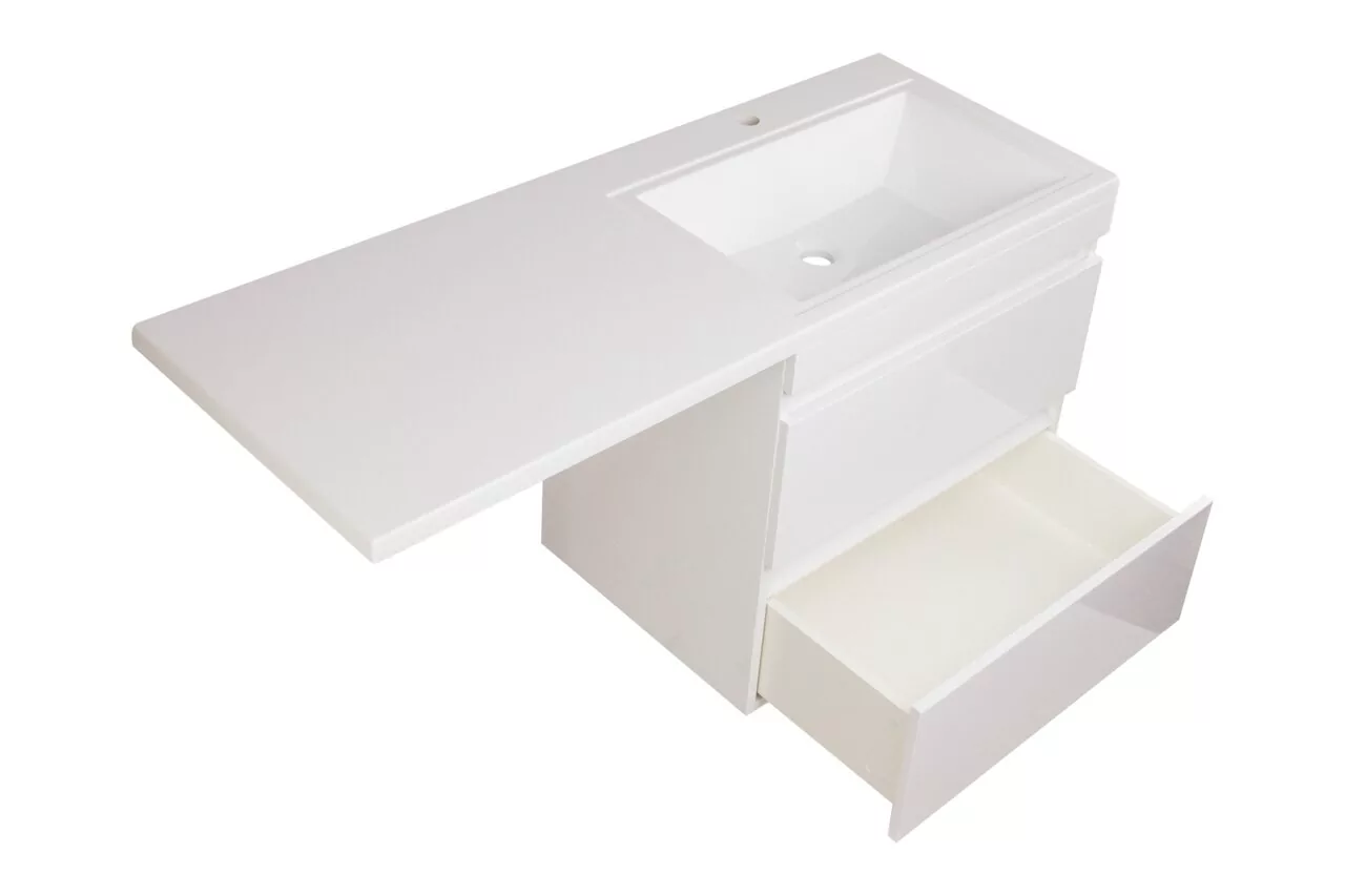 Тумба подвесная Style Line Даллас 140 Люкс Plus ПВХ с раковиной Даллас 140 под стиральную машину, два ящика, правая, белая от магазина Vanna-Vanna.ru!