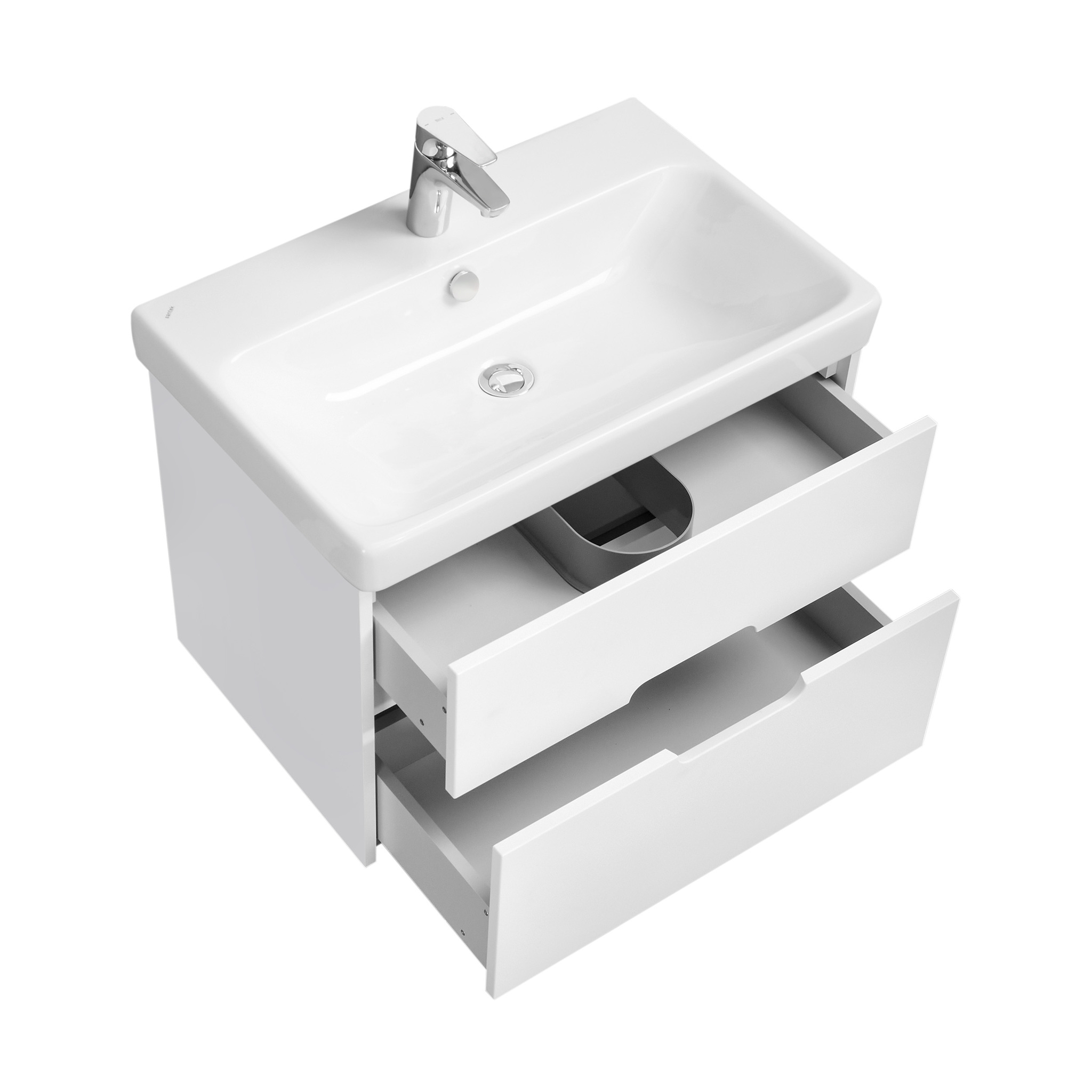 Тумба Aquaton Оливия 70 с раковиной Адриана 70 подвесная, 2 ящика, белый матовый