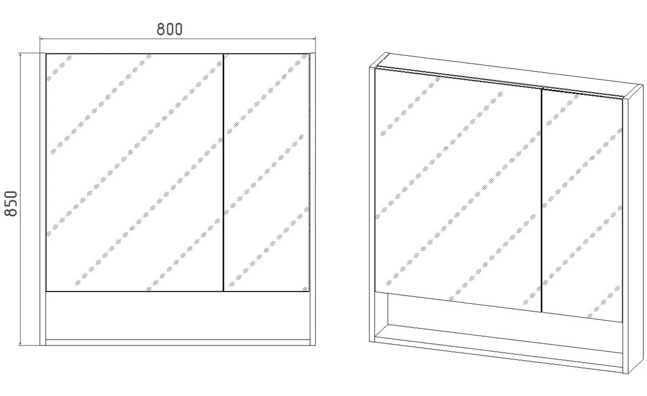 Зеркало-шкаф Viant Мальта 80 L/R, дуб вотан