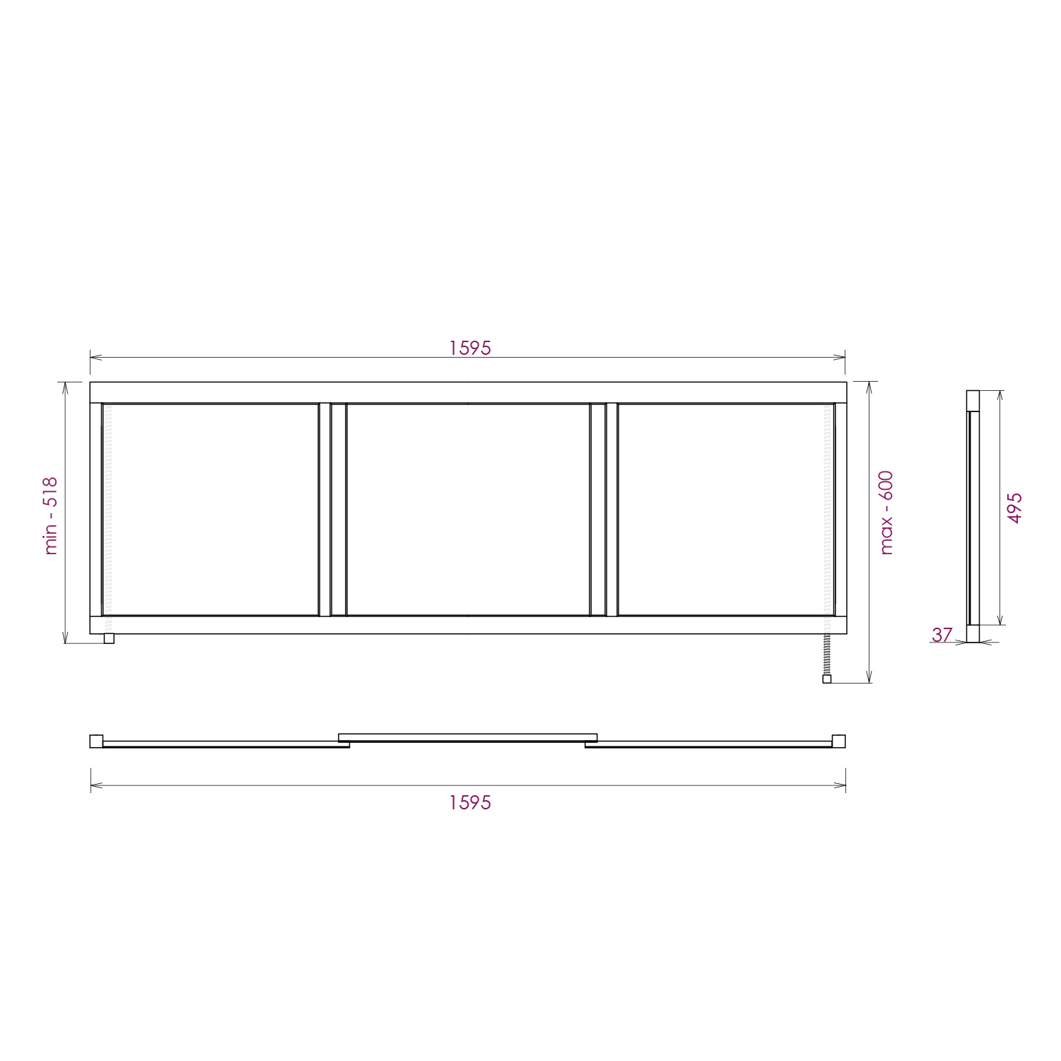 Экран под ванну Onika Одио 160 раздвижной белый