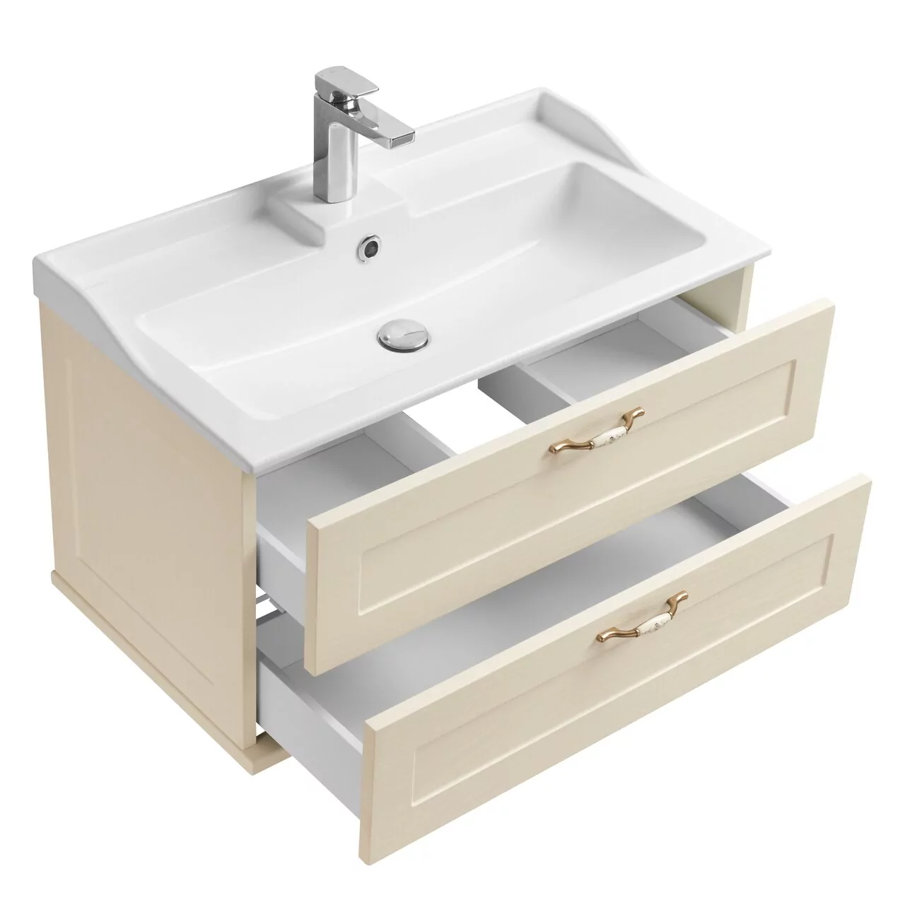 Тумба подвесная Aquaton Леон 80 раковиной Фабиа 80, дуб бежевый