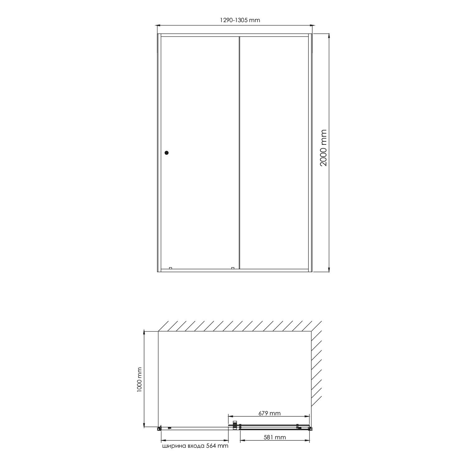 Душевой уголок WasserKraft Dill 61S34 130х100 прямоугольный, без поддона, прозрачное стекло, черный
