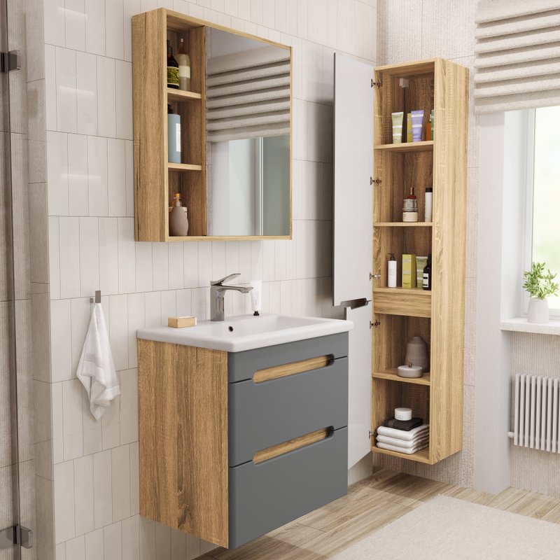 Тумба подвесная SanStar Diva 50 с раковиной Como 50 (комплект), Gold Craft