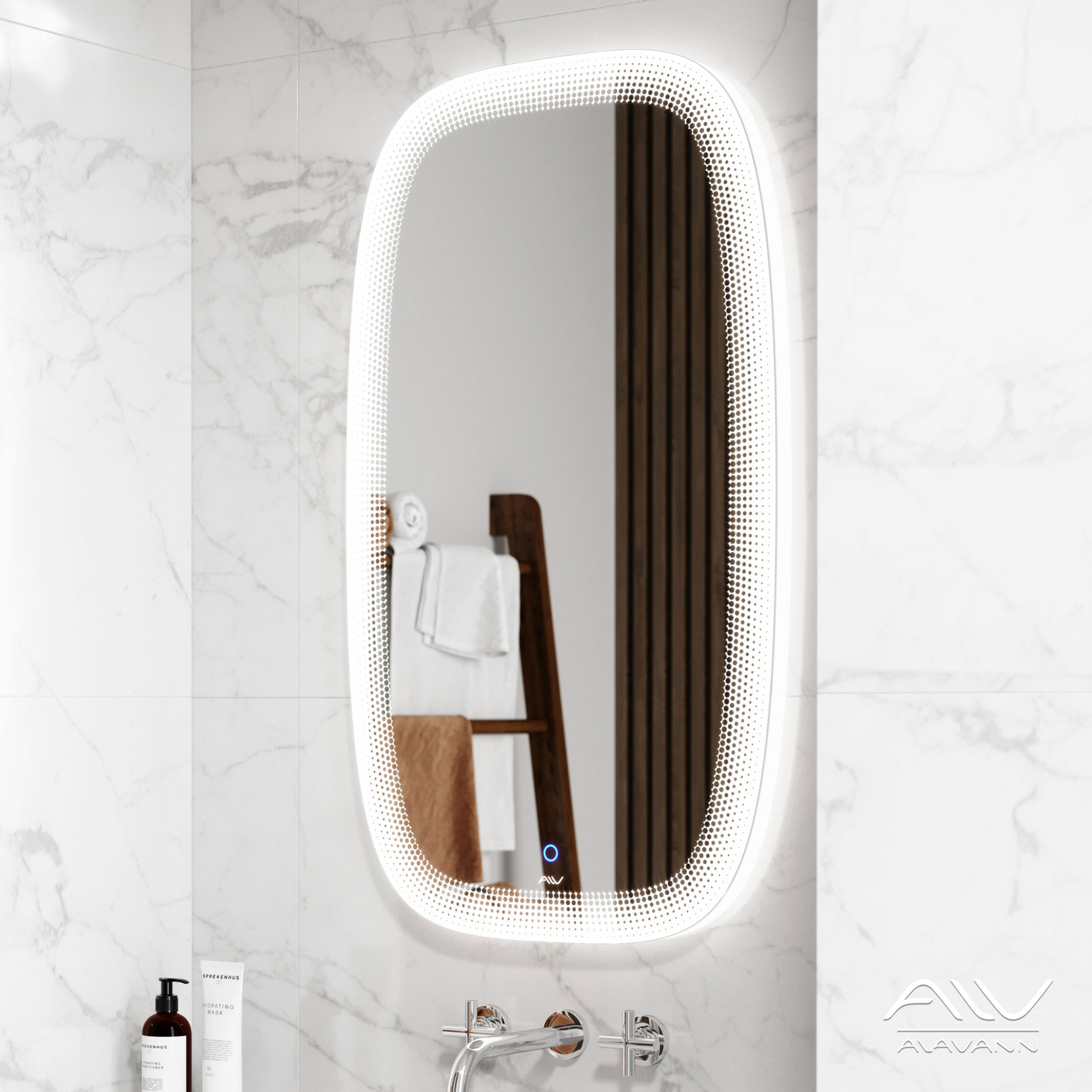 Зеркало Matrix Lux 90 Alavann свет, сенсор, антизапотеватель