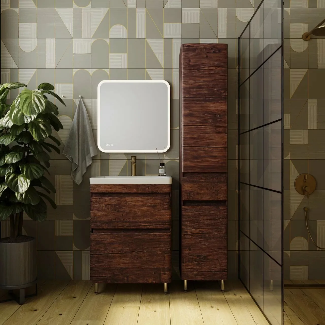 Тумба напольная Style Line Атлантика 60 Plus Люкс с раковиной Атлантика 60, старое дерево