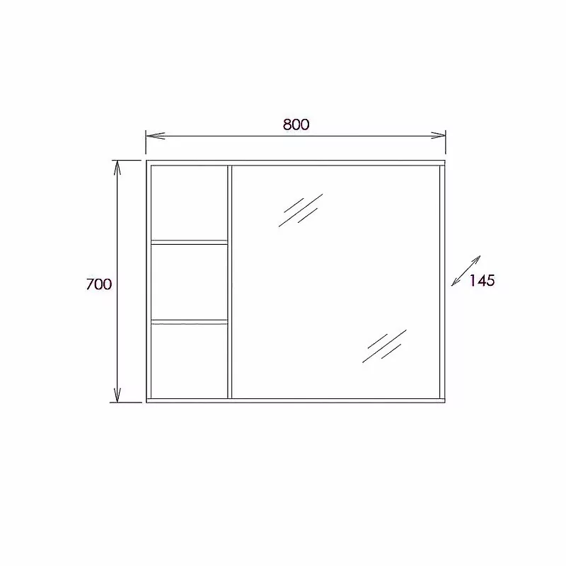 Зеркало-шкаф Onika Девис 80.00 У бетон чикаго