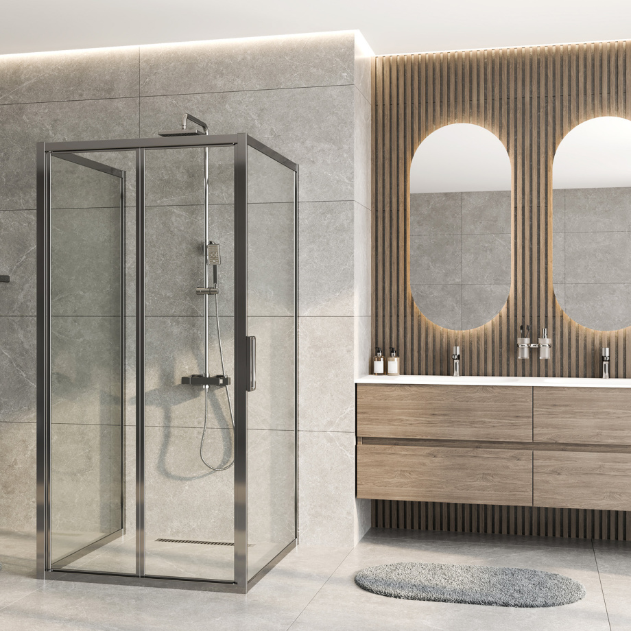 Душевой уголок WasserKraft Weser 78F42 100х100 квадратный, без поддона, прозрачное стекло, серебристый