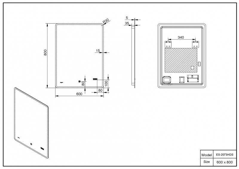 Зеркало Esbano ES-2073 HDS 60х80х5