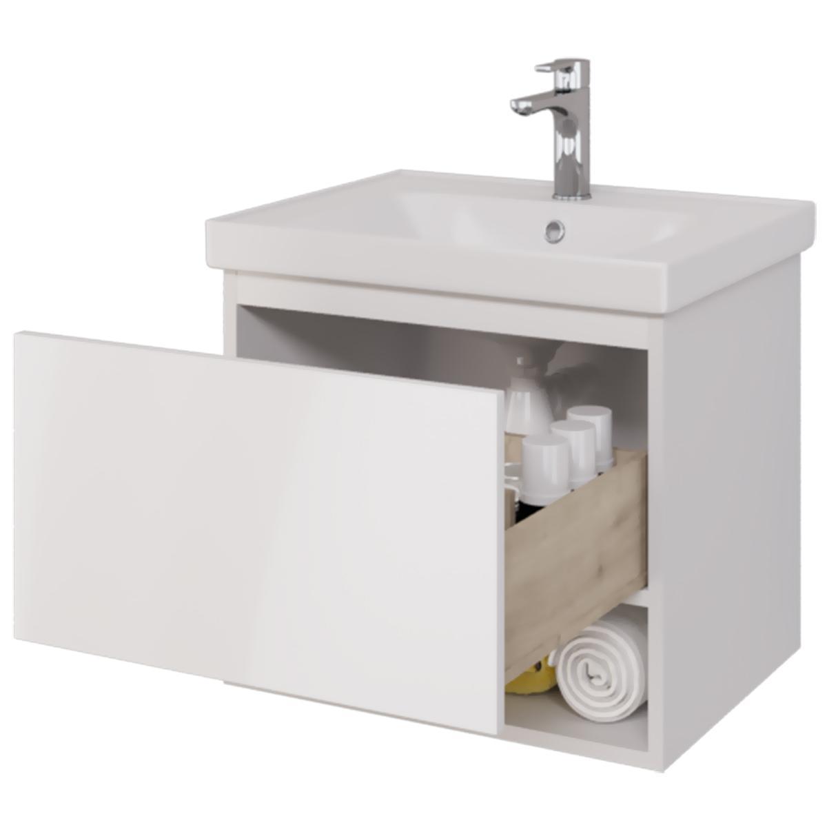 Тумба с раковиной подвесная Dreja Perfecto 60 см, белый