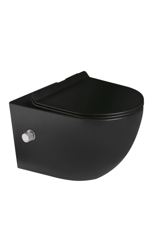 Унитаз-биде SantiLine SL-5002T-MB/BD подвесной, безободковый, Tornado, чёрный матовый
