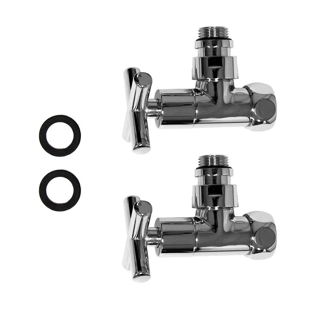 Кран для полотенцесушителя / вентиль угловой Energy, 1/2'' - 3/4'', цвет хром, ручка крест - 2 шт.