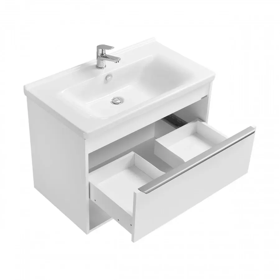 Тумба подвесная Aquaton Хоуп 80 с раковиной Миранда 80, 1 ящик, белый