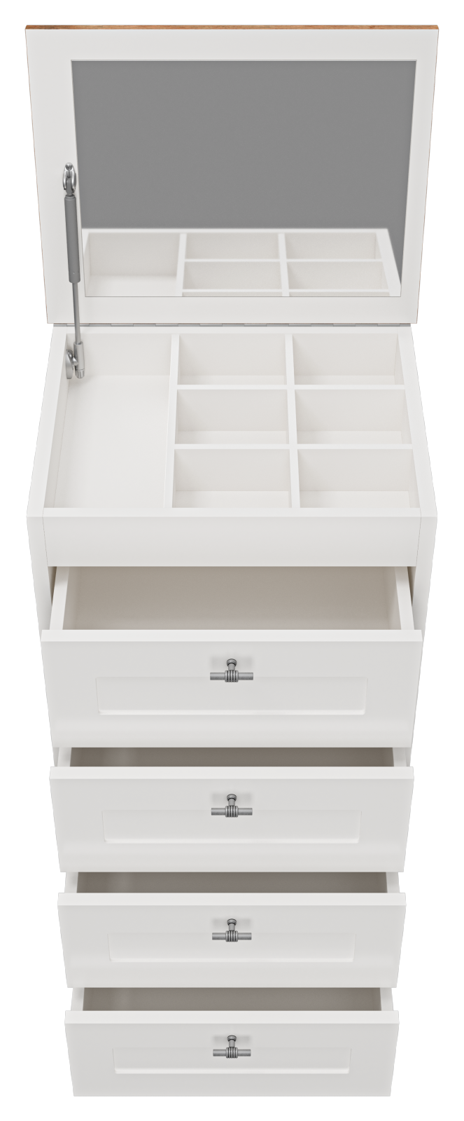 Тумба-комод Misty Марта 50 с зеркалом, белый/каштан