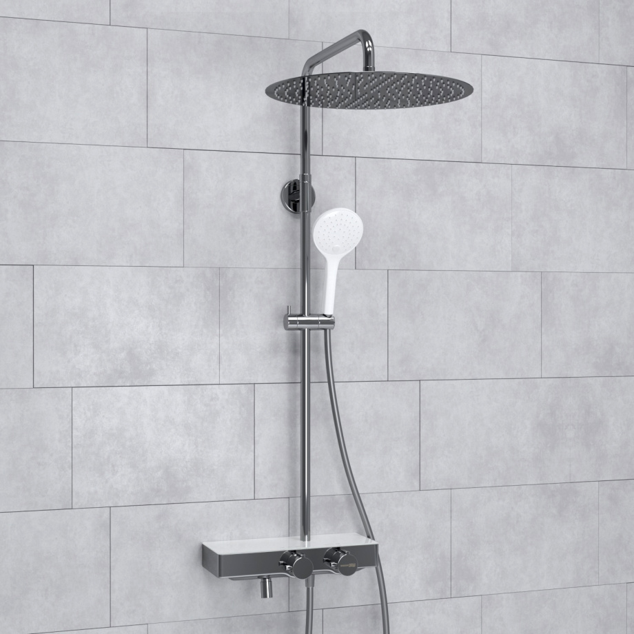 Душевая стойка WasserKraft A113.117.155.CH Thermo хром/белый Soft-touch