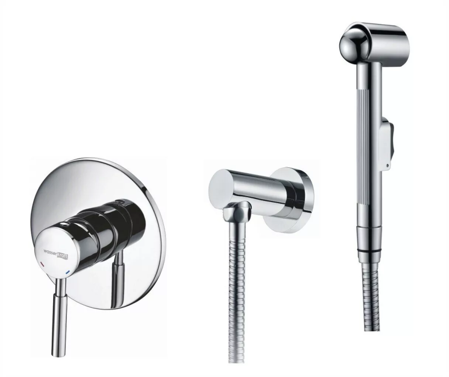 Смеситель с гигиеническим душем WasserKraft A14156 шланг 100 см хром