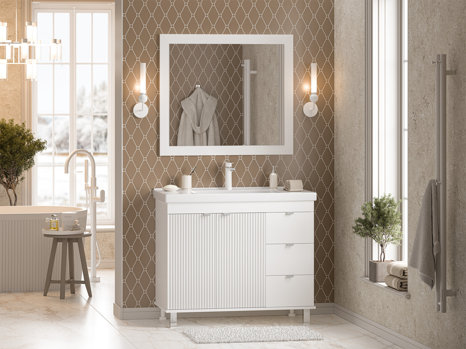 Тумба с раковиной Misty Аврора 100 белый