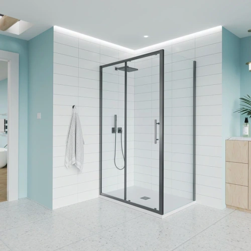 Душевой угол Veconi Evo 100SP GR 1400х1000x1950, графит брашинг, прозрачное стекло