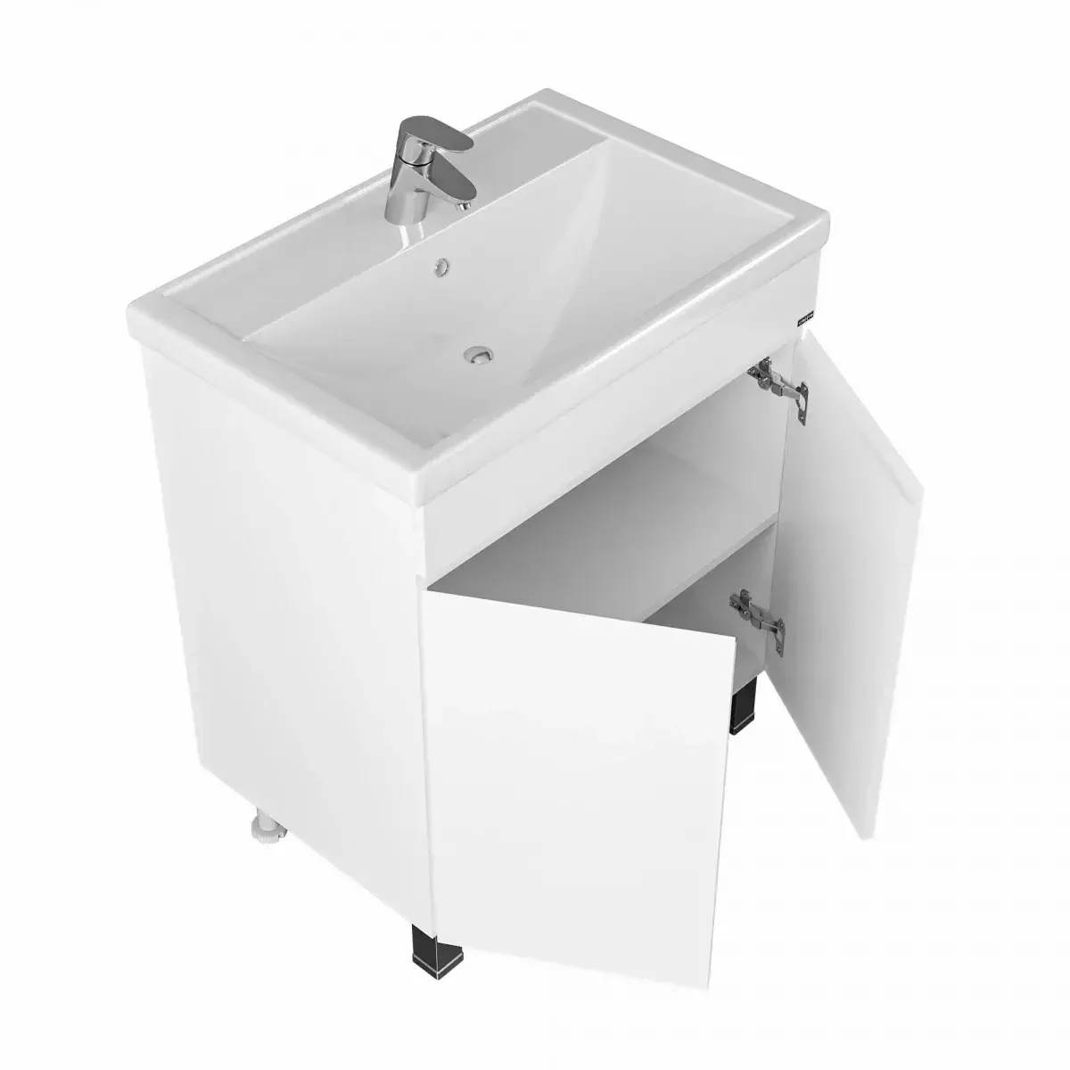 Тумба напольная Санта Марс 70 с раковиной Фостер 70 две двери, белый