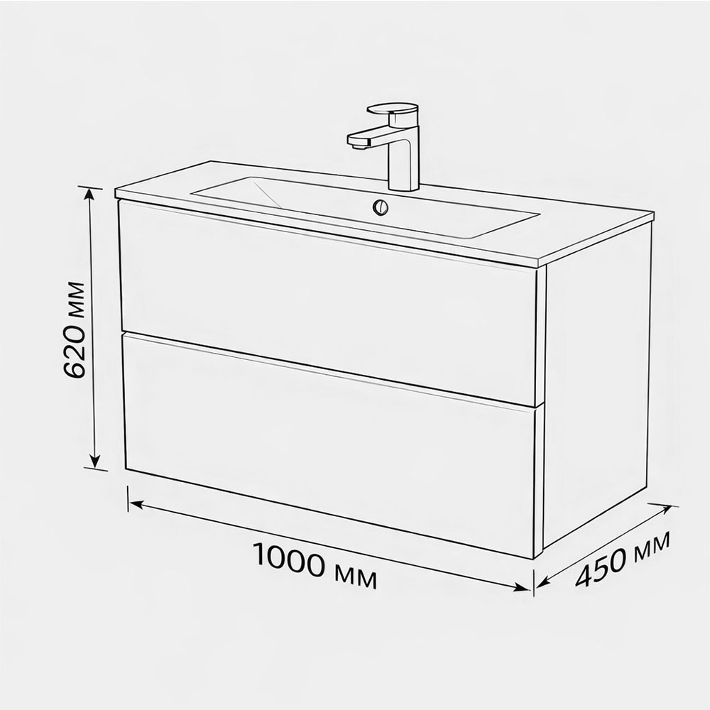 Тумба с раковиной подвесная (100 см) Terminus Vega VEG101002701601OSL, графит
