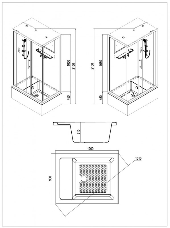 Душевая кабина Esbano EST-129CKRB 120x90x210