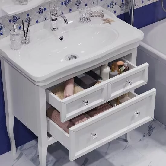 Тумба с раковиной Opadiris Валери 85 белый матовый