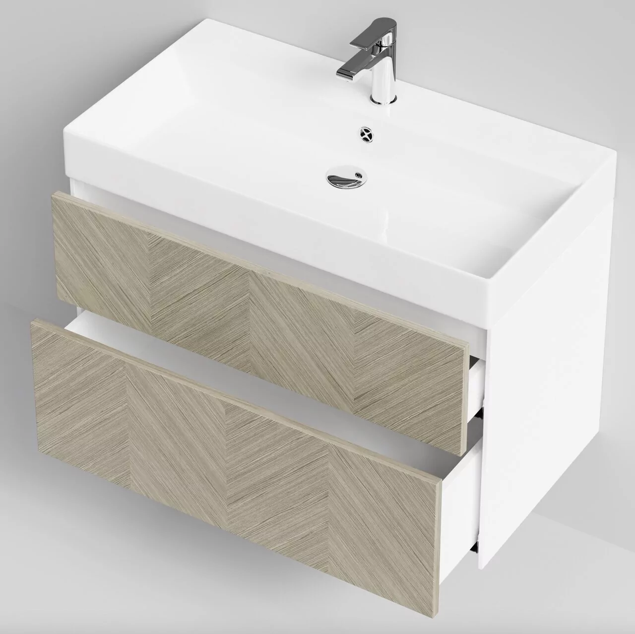 Тумба подвесная Vod-ok Катарини 85 с раковиной Stance 85, дуб + 6 цветов