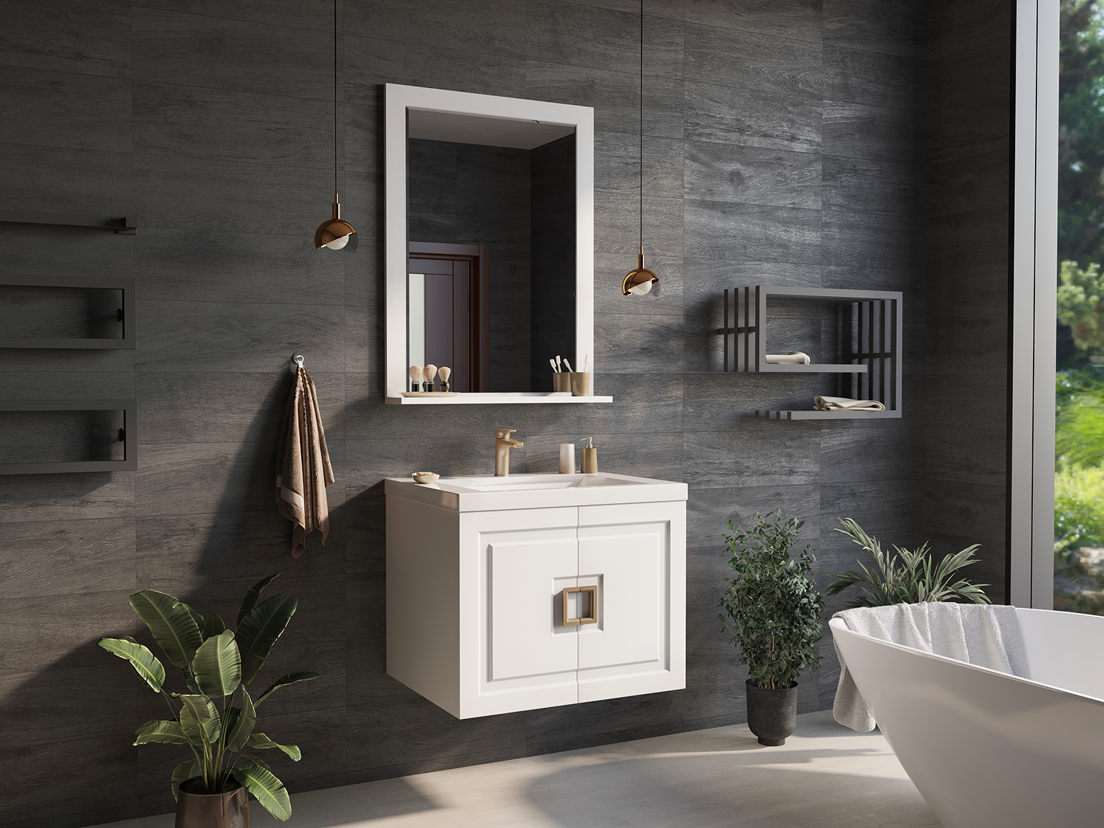 Тумба с раковиной Misty Галвер 80 подвесная, белый