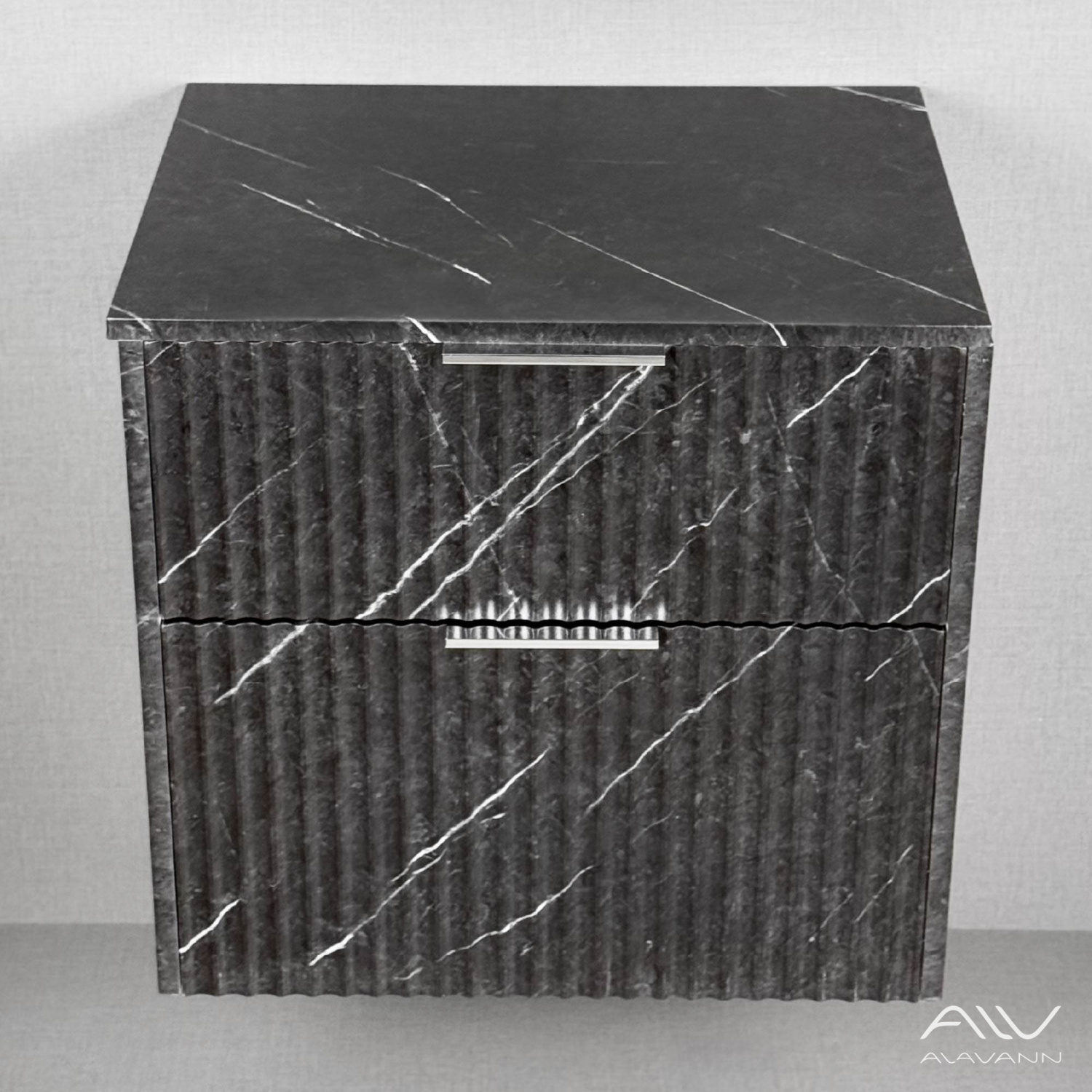 Тумба подвесная Alavann Anna 60 под накладную раковину, черный мрамор