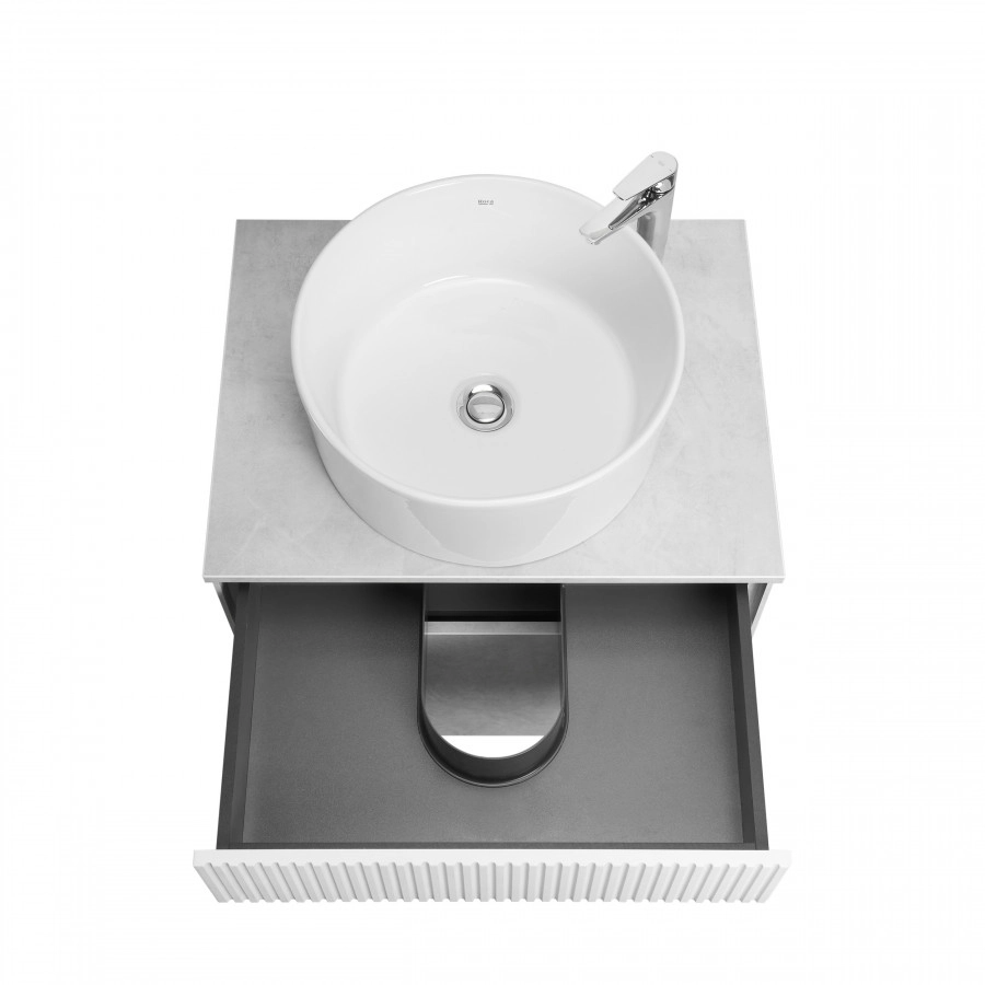 Тумба Aquaton Марбл слэйт 60 с раковиной MILA 40х40, белый матовый