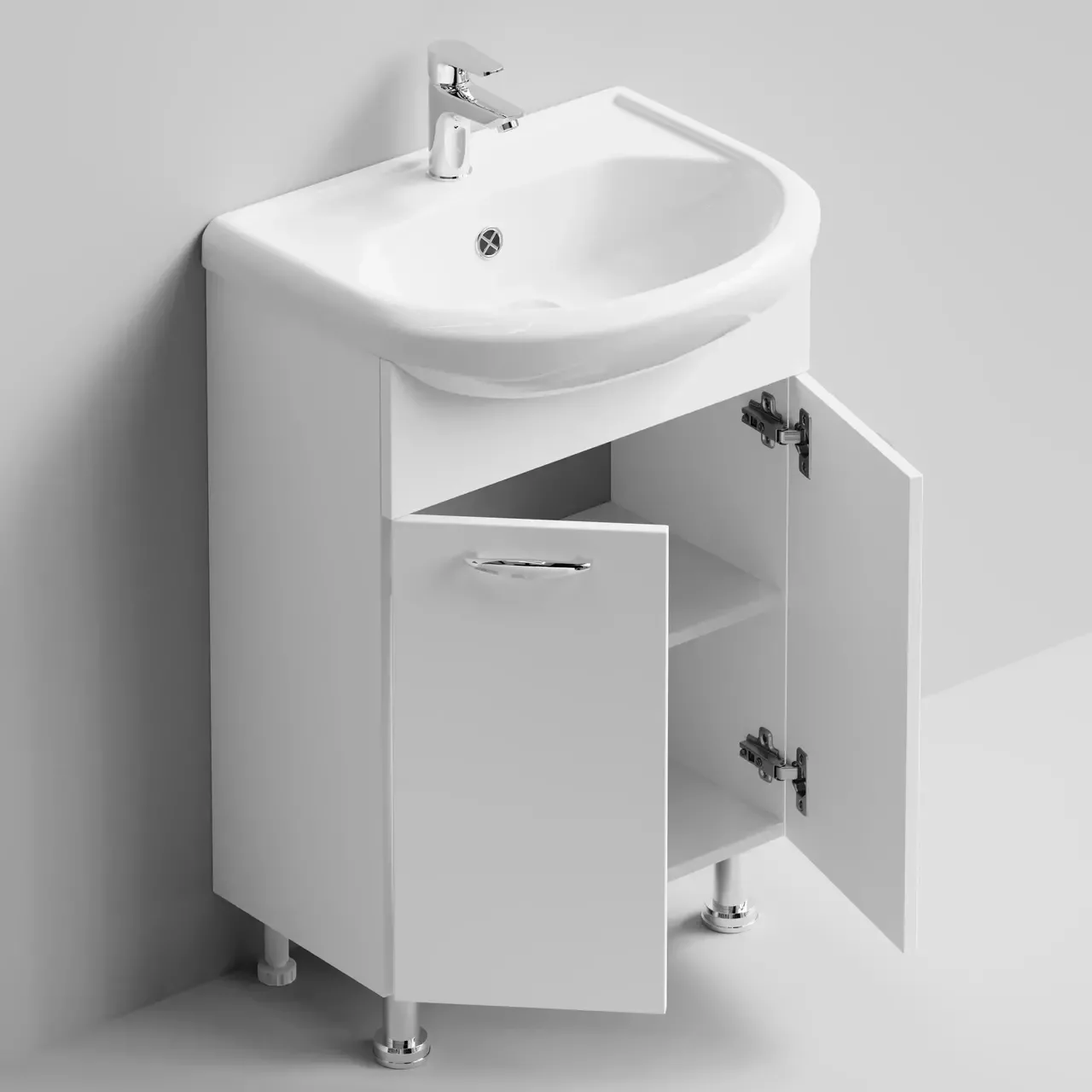 Тумба Vod-ok Классик с раковиной Уют 55 напольная, белая