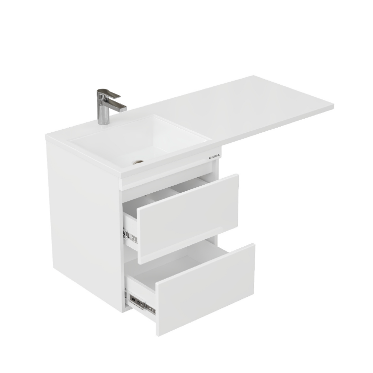 Тумба подвесная Onika Флэтон 48 с раковиной Марсал 110 под стиральную машину, L, белая