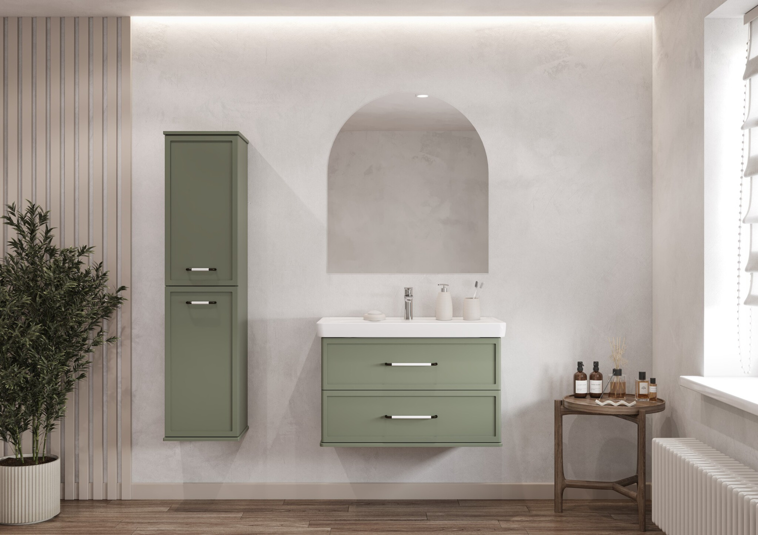 Тумба Aquaton Нео-Классика с раковиной Нео-Классика 85 подвесная, зеленый