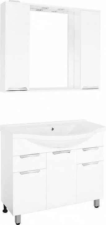 Зеркало с шкафчиком Style Line Жасмин 100/С свет, белый