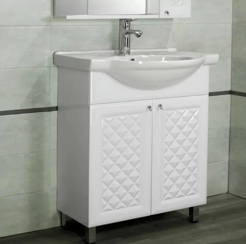 Тумба напольная Style Line Канна 75 Люкс с раковиной Байкал 75, белая