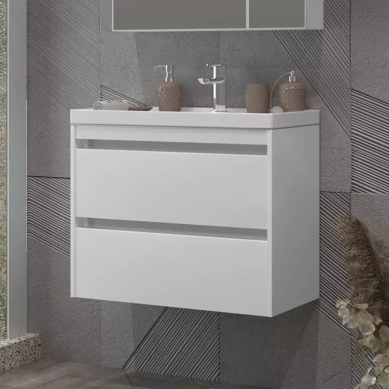 Тумба подвесная Opadiris Фреш 70 с раковиной CeraStyle Frame 70, белый