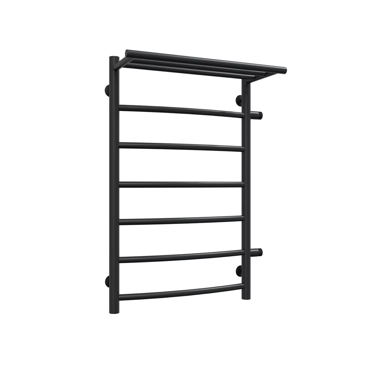 Полотенцесушитель водяной Laris Классик П7 500х800 R МЦ 500-1, боковой, с полкой, черный матовый