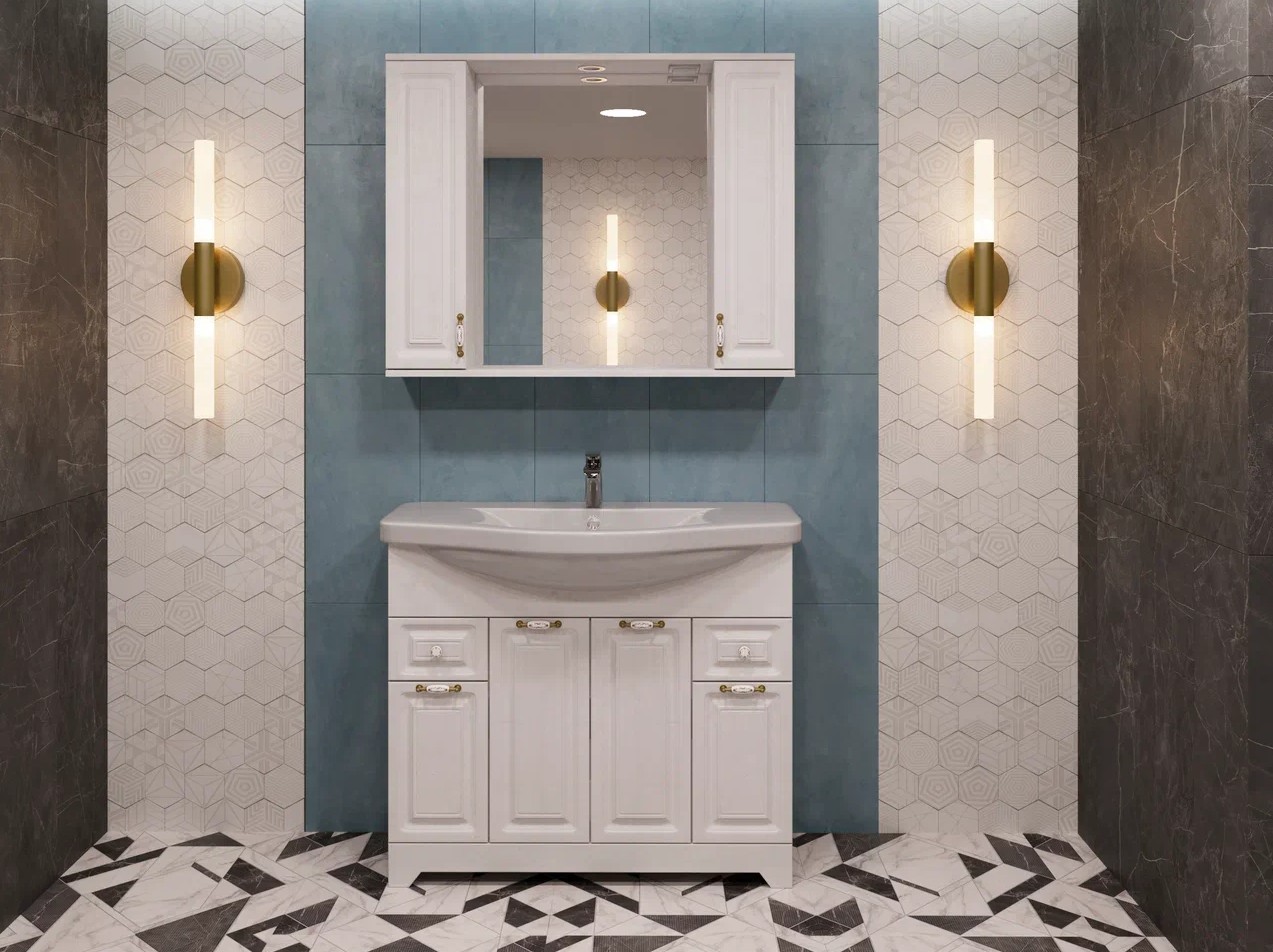 Зеркало-шкаф Stella Polar Кармела 105/С, ольха белый