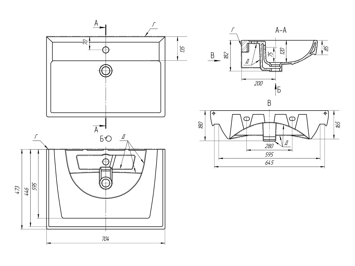 Тумба с раковиной Brevita Vega 70 подвесная, зеленый/патина золото