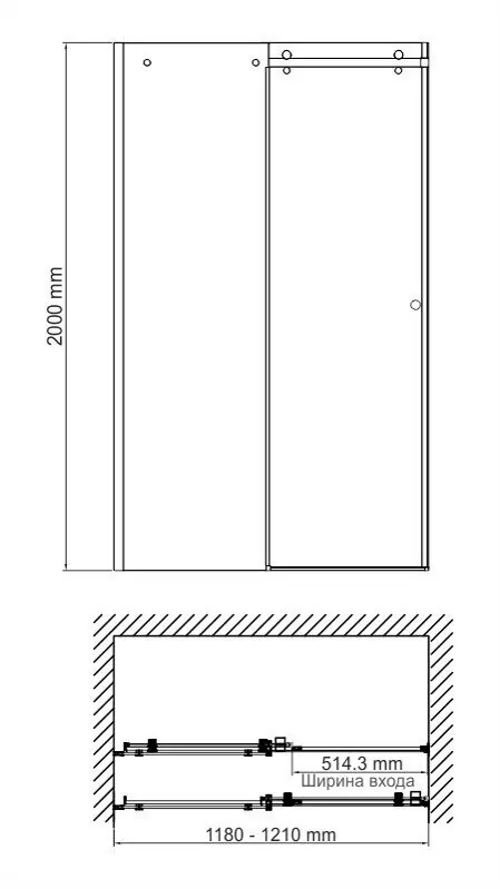 Душевая дверь WasserKraft Vils 56R05 120 в нишу, раздвижная, прозрачное стекло, хром от магазина Vanna-Vanna.ru!