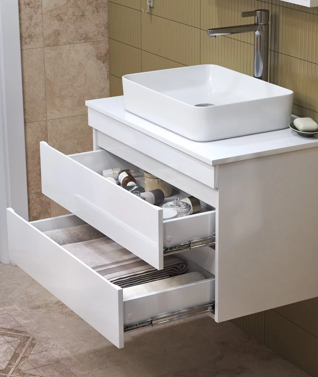 Тумба подвесная Vigo Urban 70 с раковиной Urban 50, белый