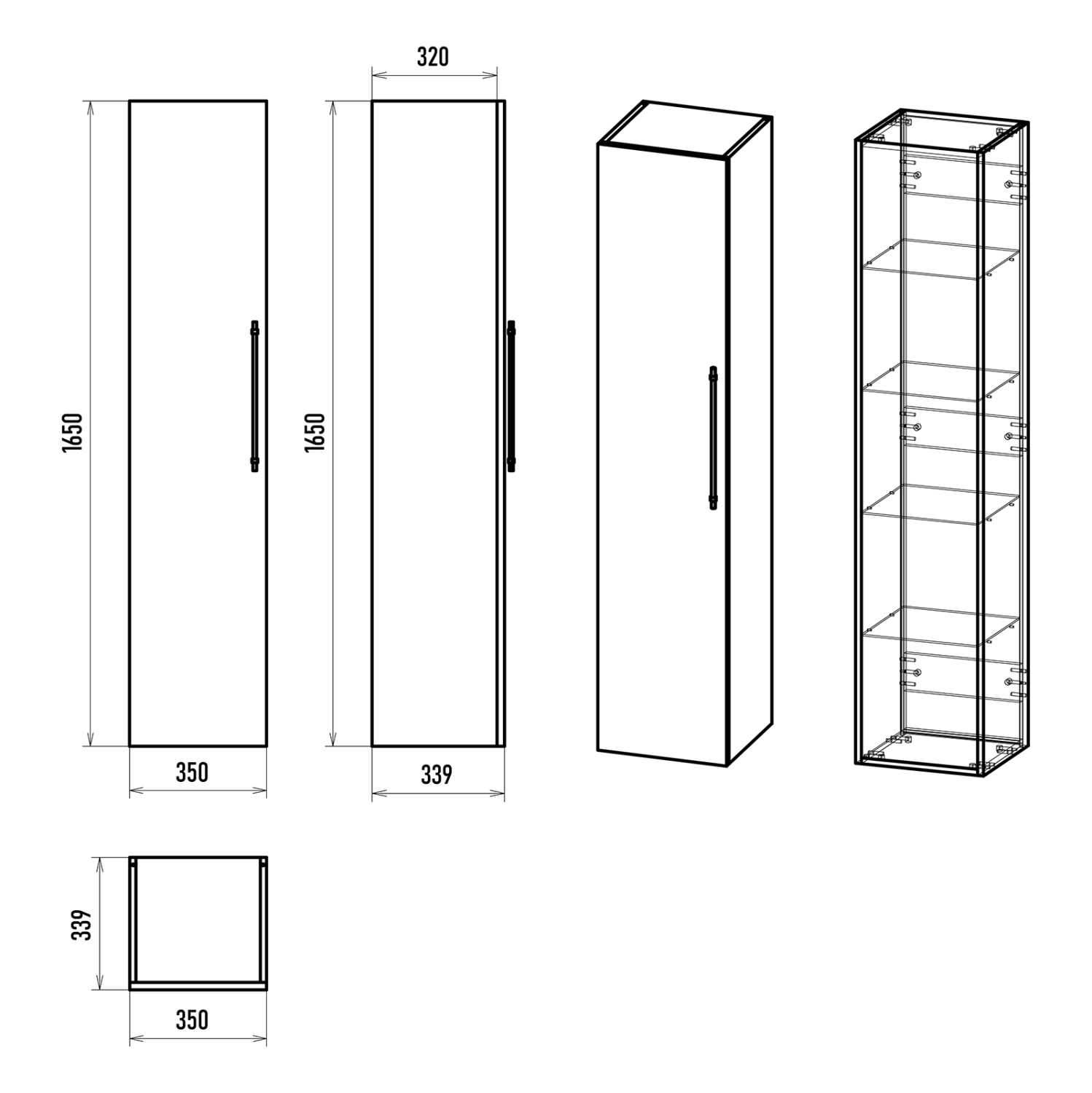 Пенал Brevita Alicante 35 подвесной, L/R, белый
