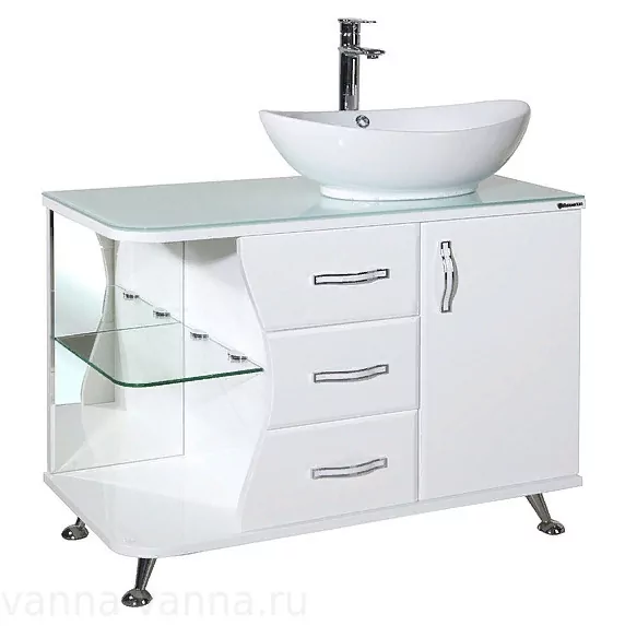 Тумба напольная с накладной раковиной Bellezza Рио 90 правая, белая