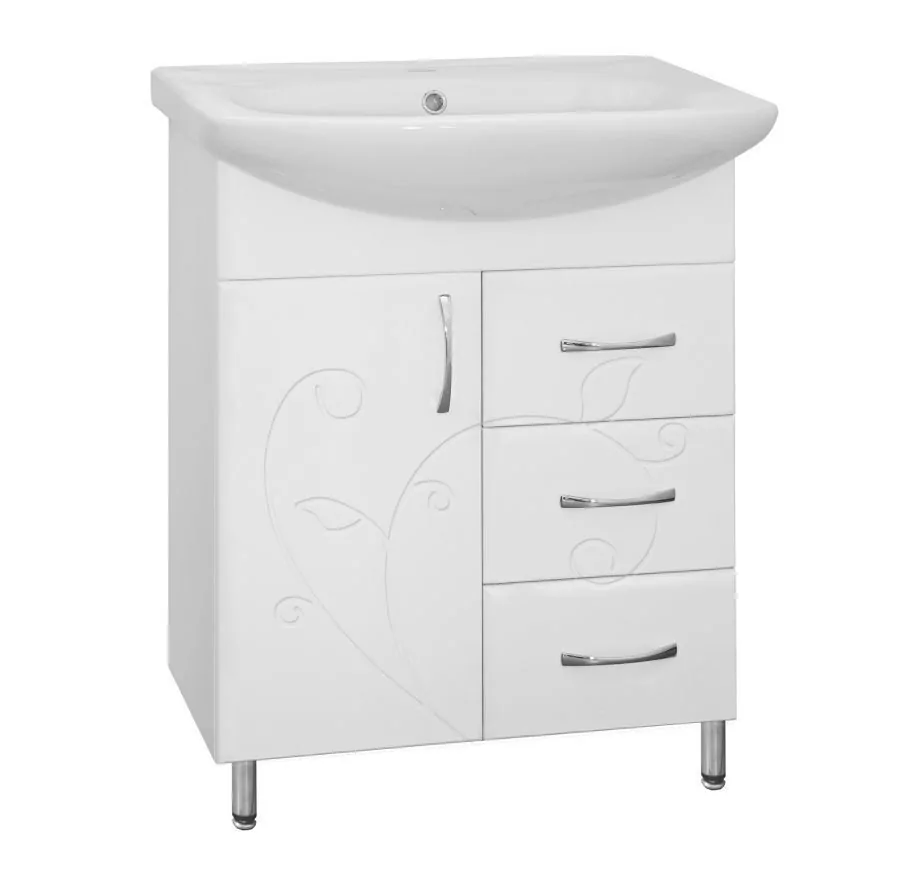 Тумба с раковиной Style Line Эко Фьюжн №24 65 напольная, белая