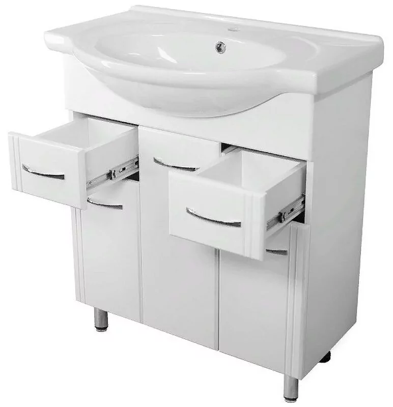 Тумба напольная Style Line Стандарт №26 75 с раковиной Байкал 75, белая