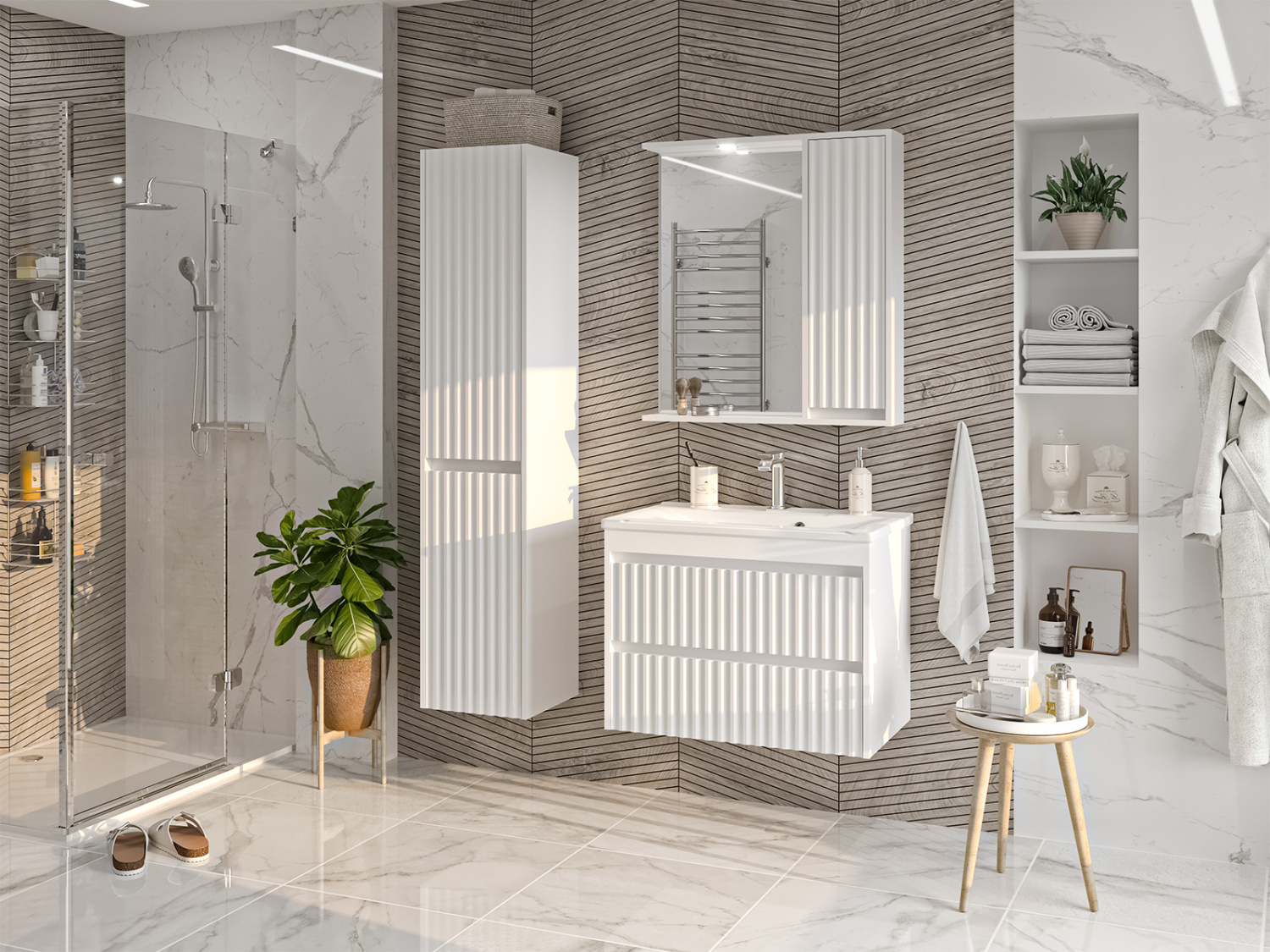 Пенал Brevita Balaton 35 подвесной, L, белый